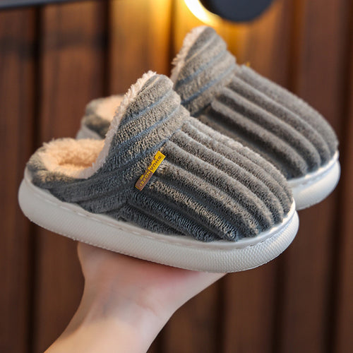 Comfeo kids' open-back plush slippers in Grey